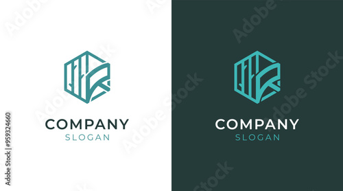 Monogram R logo nature, forest, leaf, bamboo. Revitalize logo vector