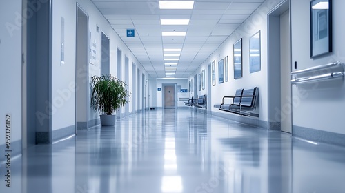 Wallpaper Mural Blank roll up stand banner Blank mockup for presentation isolated on wall background in hospital hotel airport : Generative AI Torontodigital.ca