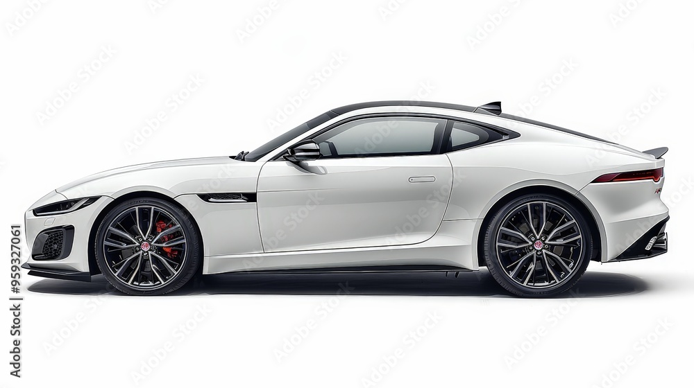 A high-performance white sports coupe against a white background, showcasing its powerful stance and exquisite detailing. A high-performance white sports coupe against a white background, showcasing its powerful stance and exquisite detailing.