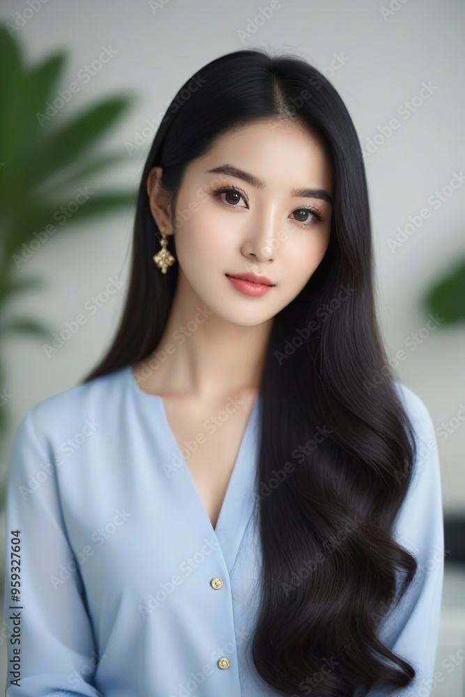 Successful Female Leader Standing in Corporate Environment