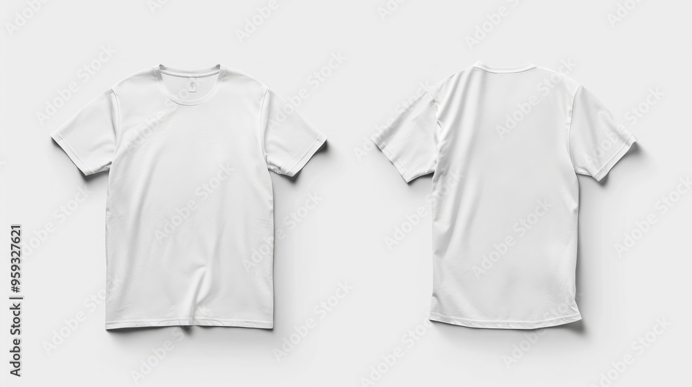 Blank T Shirt color white template front and back view on white background Blank T Shirt color white template front and back view on white background