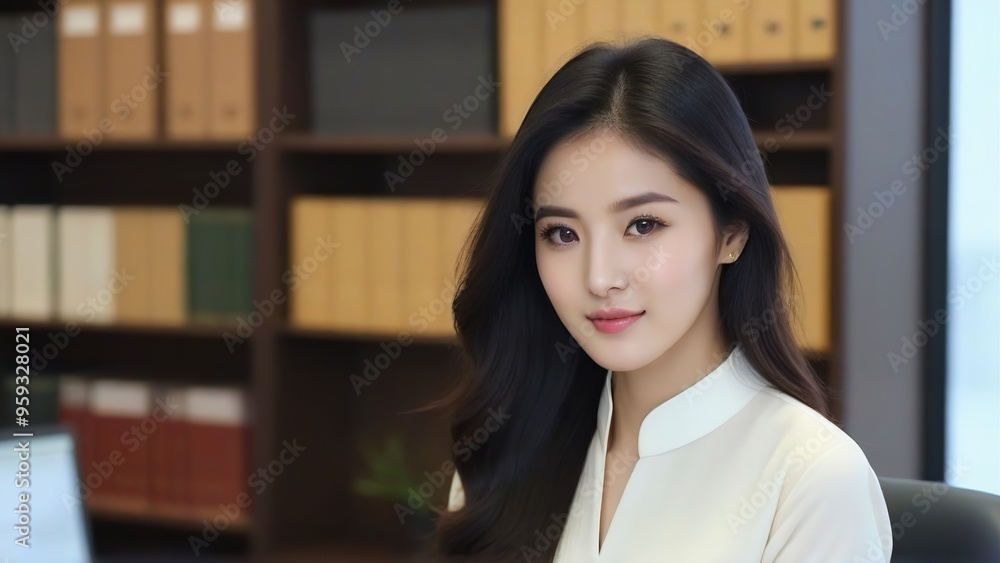 Successful Female Leader Standing in Corporate Environment Successful Female Leader Standing in Corporate Environment