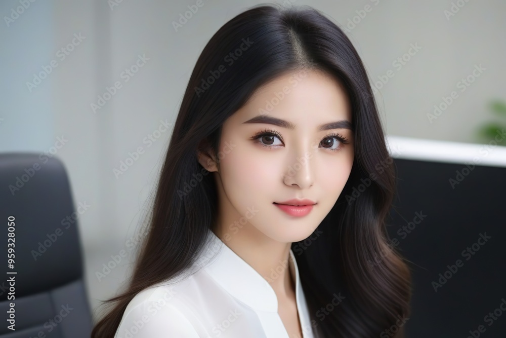 Successful Female Leader Standing in Corporate Environment Successful Female Leader Standing in Corporate Environment