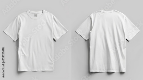 Blank T Shirt color white template front and back view on white background