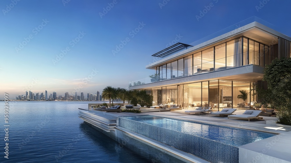 Naklejka premium Dubai real estate is synonymous with luxury and innovation, offering properties that cater to the most discerning tastes.