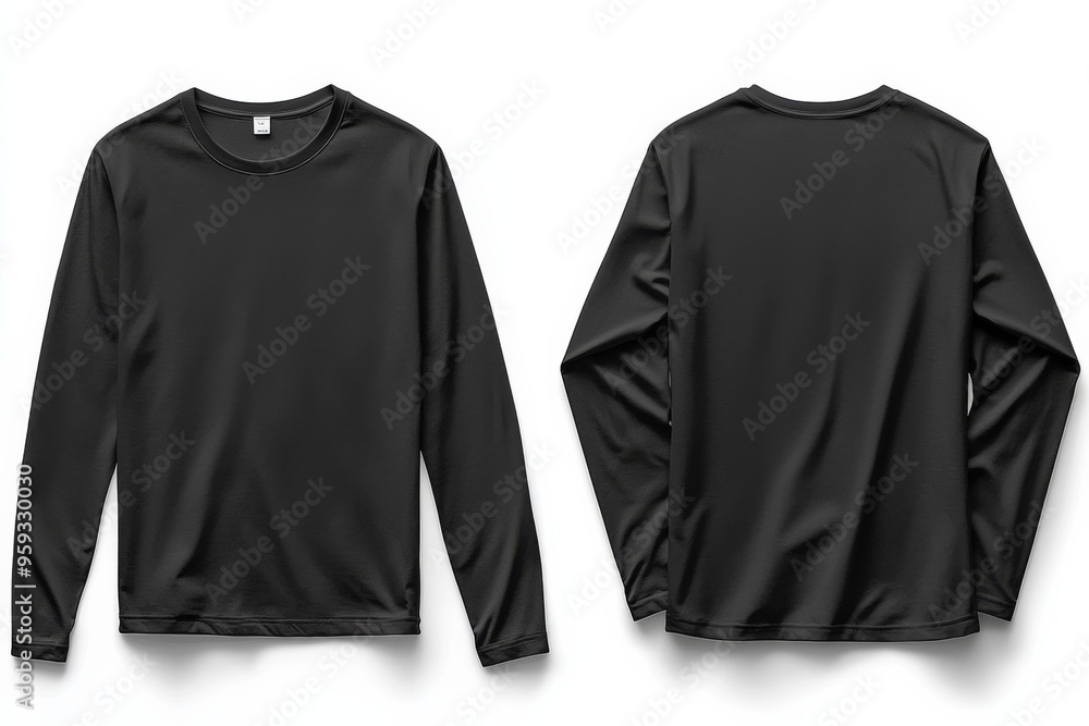 Black long sleeve tshirt mockup isolated created with Generative AI Black long sleeve tshirt mockup isolated created with Generative AI