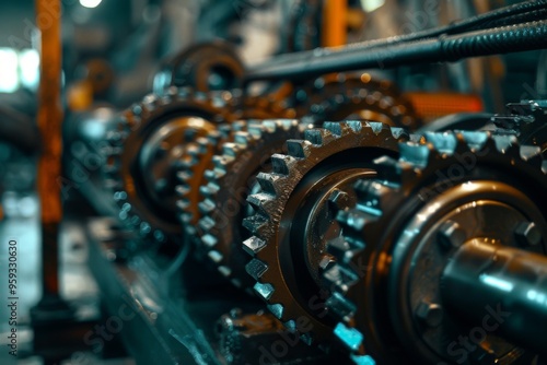 Cogwheels getting lubricated in industrial setting