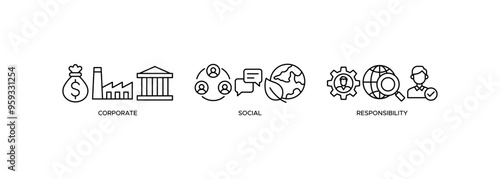 CSR icon Banner web for business and organization, Corporate social responsibility