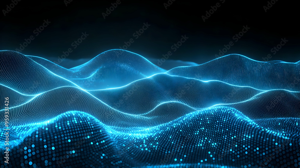 Abstract blue glowing digital wave background. Abstract blue glowing digital wave background.