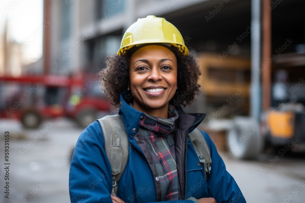 Portrait of a smiling middle aged businesswoman on construction site Portrait of a smiling middle aged businesswoman on construction site