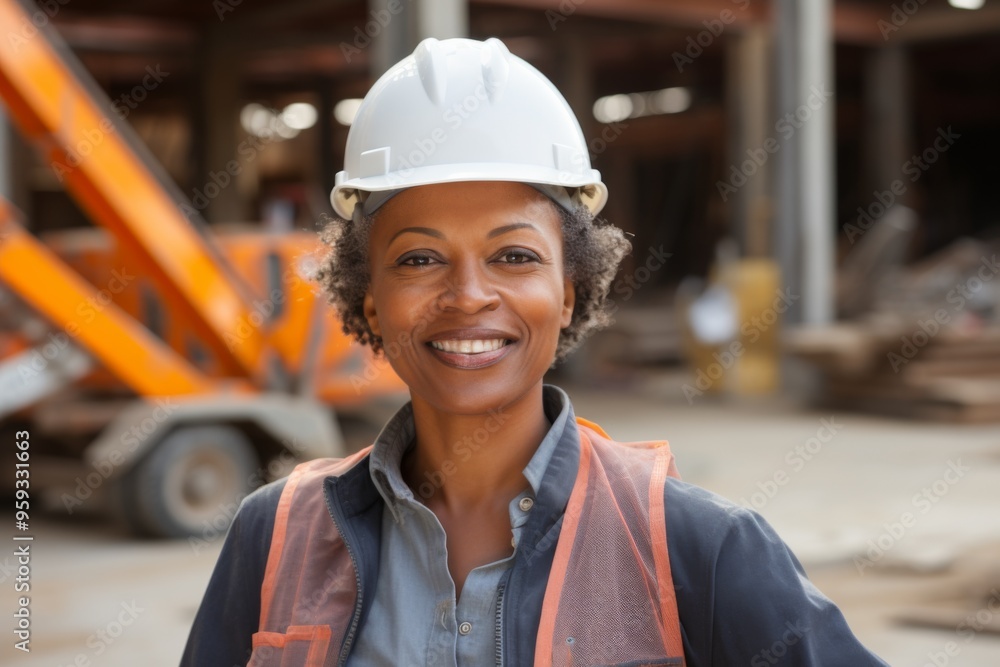 Portrait of a smiling middle aged businesswoman on construction site Portrait of a smiling middle aged businesswoman on construction site