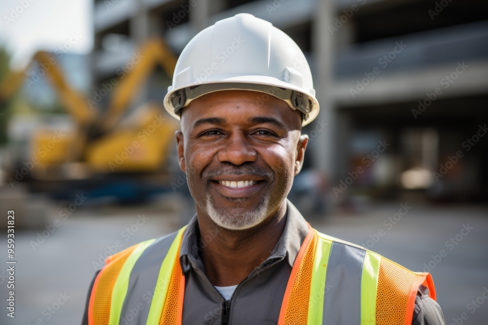 Portrait of a smiling middle aged businessman on construction site Portrait of a smiling middle aged businessman on construction site