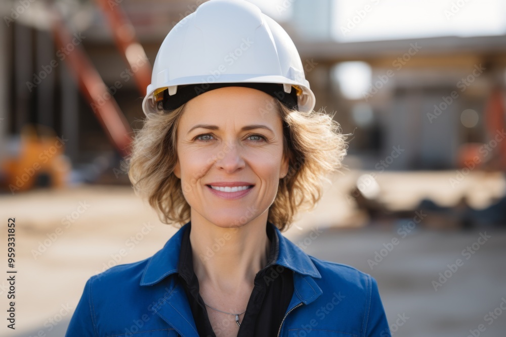 Portrait of a smiling middle aged businesswoman on construction site Portrait of a smiling middle aged businesswoman on construction site