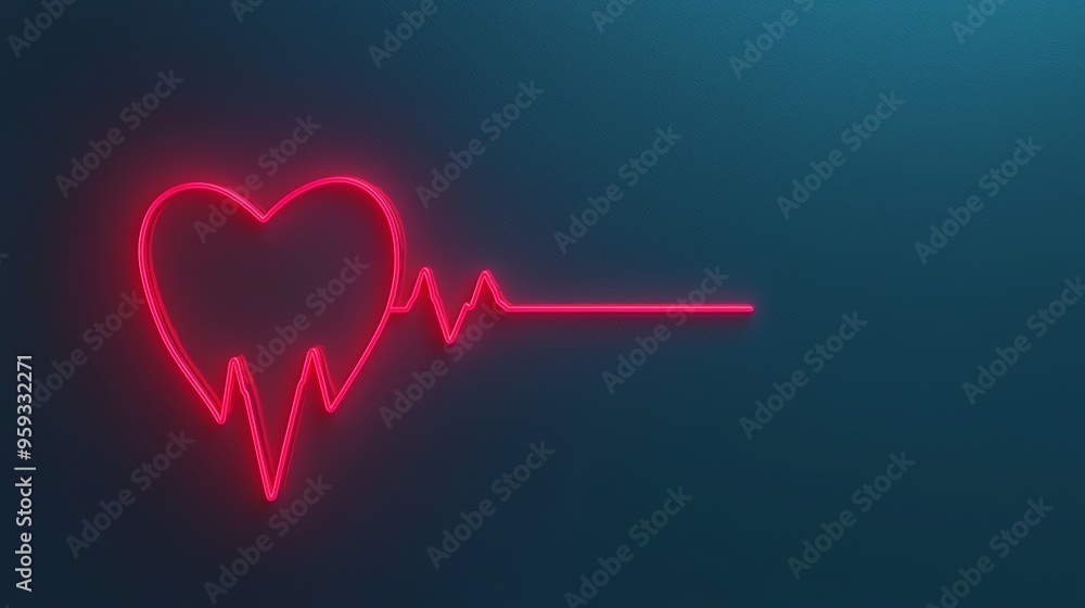 Medical heart monitor with neon pulse line, 3D illustration Medical heart monitor with neon pulse line, 3D illustration
