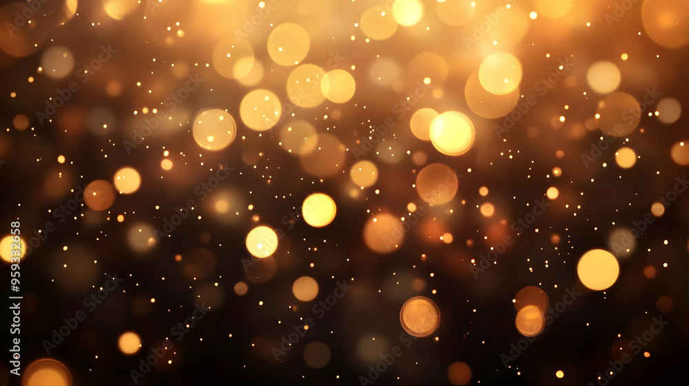 Abstract gold bokeh lights on a dark background. Abstract gold bokeh lights on a dark background.