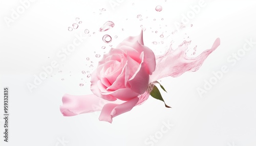 Fototapeta Naklejka Na Ścianę i Meble -  pink rose petals and water splash
