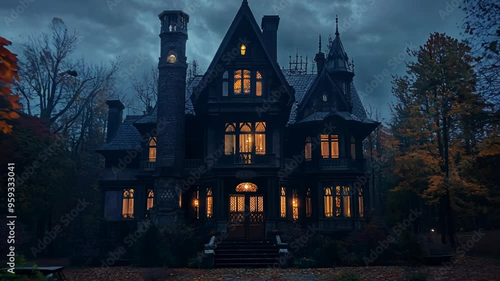 Mysterious Gothic Mansion at Twilight Mysterious Gothic Mansion at Twilight