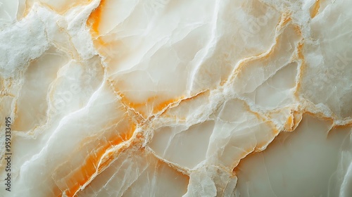 Italian Onyx marble Closeup photo of a marble surface featuring intricate white and pale orange veins Commonly used for home decoration ceramic tiles and laminates : Generative AI