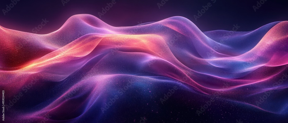 Abstract Purple and Pink Wavy Background with Glittering Particles Abstract Purple and Pink Wavy Background with Glittering Particles