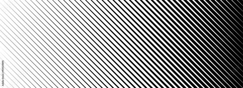 Slant line halftone gradation texture. Fading diagonal stripe gradient background. Black oblique pattern backdrop. Thin parallel line vanish wallpaper for overlay, print, cover, graphic design. Vector Slant line halftone gradation texture. Fading diagonal stripe gradient background. Black oblique pattern backdrop. Thin parallel line vanish wallpaper for overlay, print, cover, graphic design. Vector