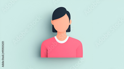 Paper Cutout Style Woman Avatar Illustration for Websites and Apps