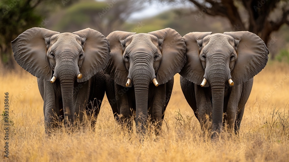 Fototapeta premium Elefants in Kenia Tanzania Safari : Generative AI