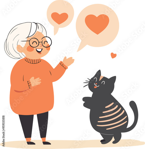 Woman and Cat Sharing Love