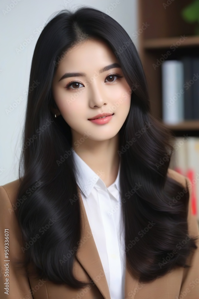 Successful Female Leader Standing in Corporate Environment Successful Female Leader Standing in Corporate Environment