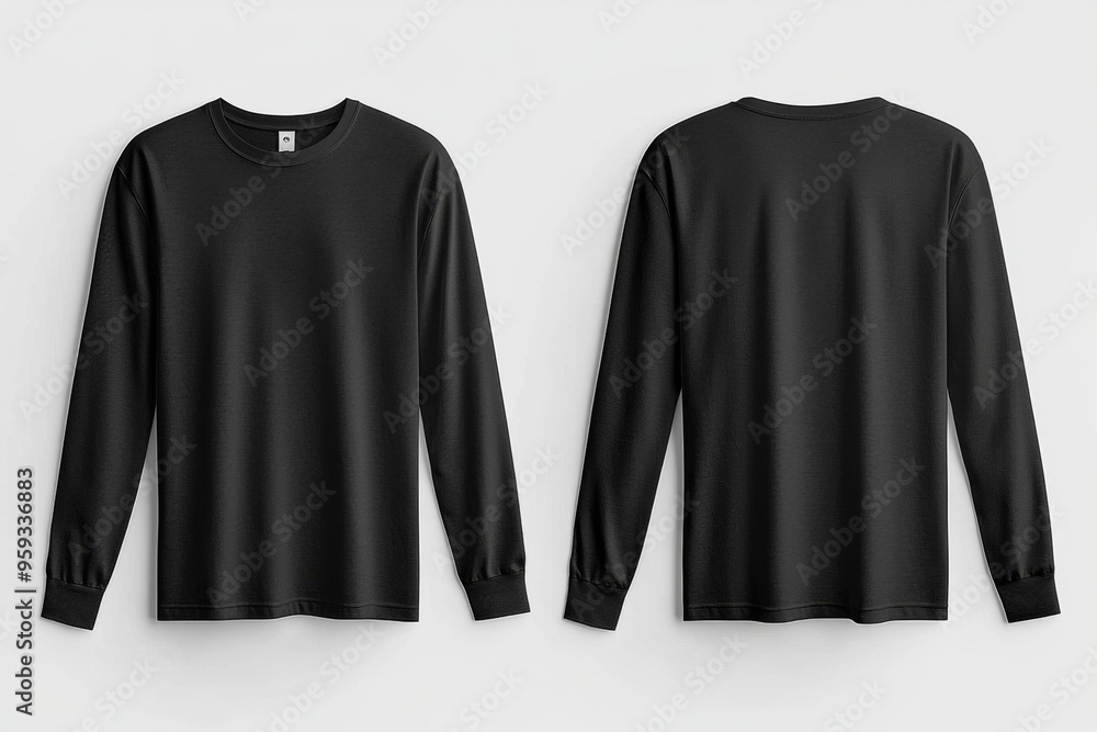 Black long sleeve tshirt mockup isolated created with Generative AI Black long sleeve tshirt mockup isolated created with Generative AI
