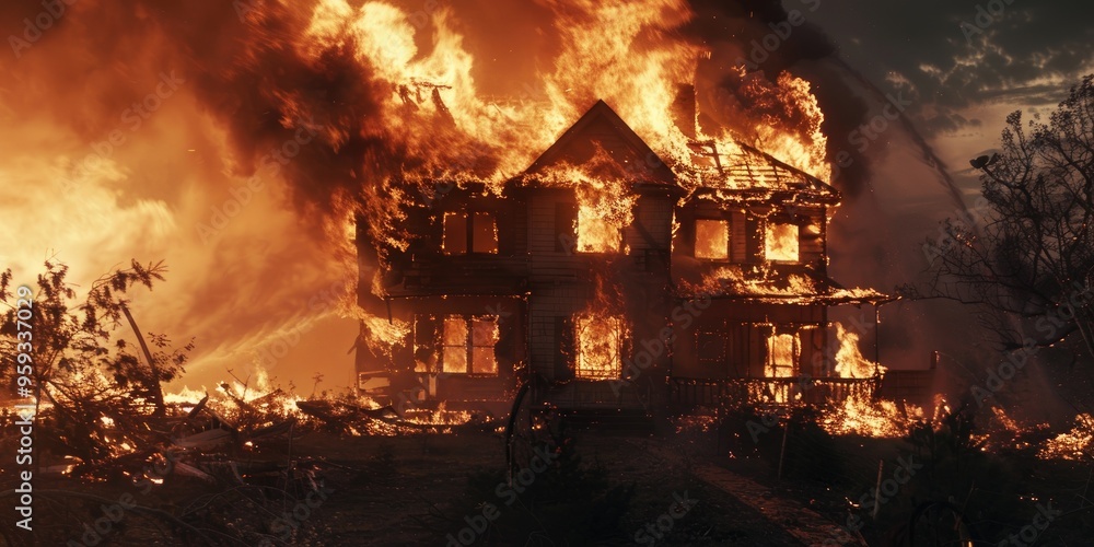 Devastating House Fire Single Family Home Consumed by Raging Flames Devastating House Fire Single Family Home Consumed by Raging Flames