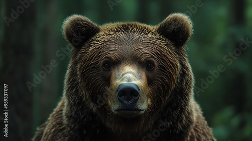 European brown bear in forest at summer : Generative AI