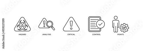 HACCP icon. hazard analysis and critical control points acronym in food safety management system