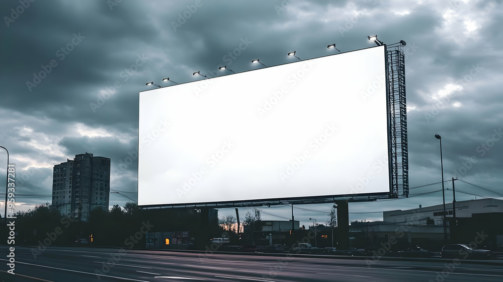 Blank billboard on a city street with cloudy sky. Blank billboard on a city street with cloudy sky.