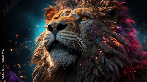 High quality colorful lion illustration  photo