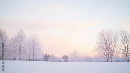 Wallpaper Mural Snowy Morning Landscape with Frosty Trees Torontodigital.ca