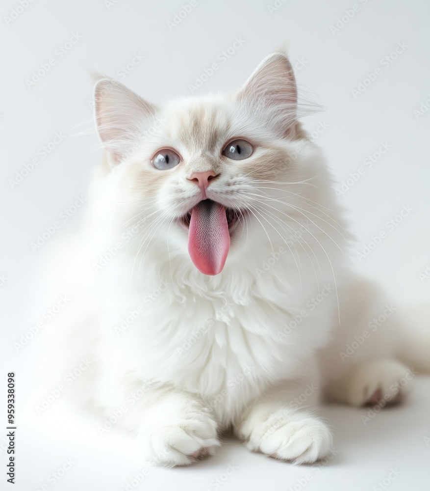 White Cat with Tongue Out White Cat with Tongue Out