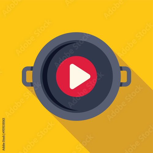 Logo featuring a frying pan containing a play button, suggesting a cooking video channel or recipe tutorial platform