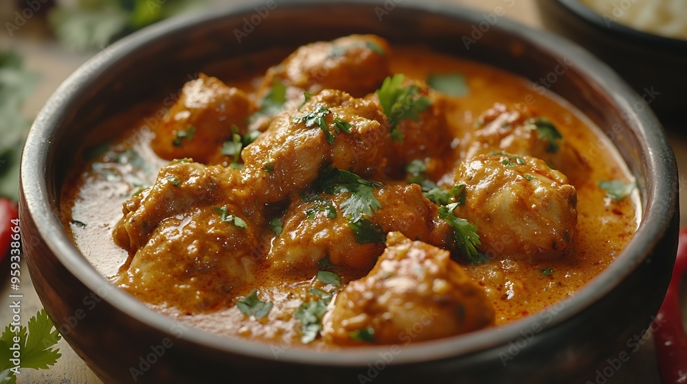 Spicy red chicken curry Goan style chicken vindaloo Butter chicken Murgh Makhani curry roast hot and spicy gravy dish Kerala Dhaba Punjab India North Indian non vegetarian Garam Masala : Generative AI Spicy red chicken curry Goan style chicken vindaloo Butter chicken Murgh Makhani curry roast hot and spicy gravy dish Kerala Dhaba Punjab India North Indian non vegetarian Garam Masala : Generative AI