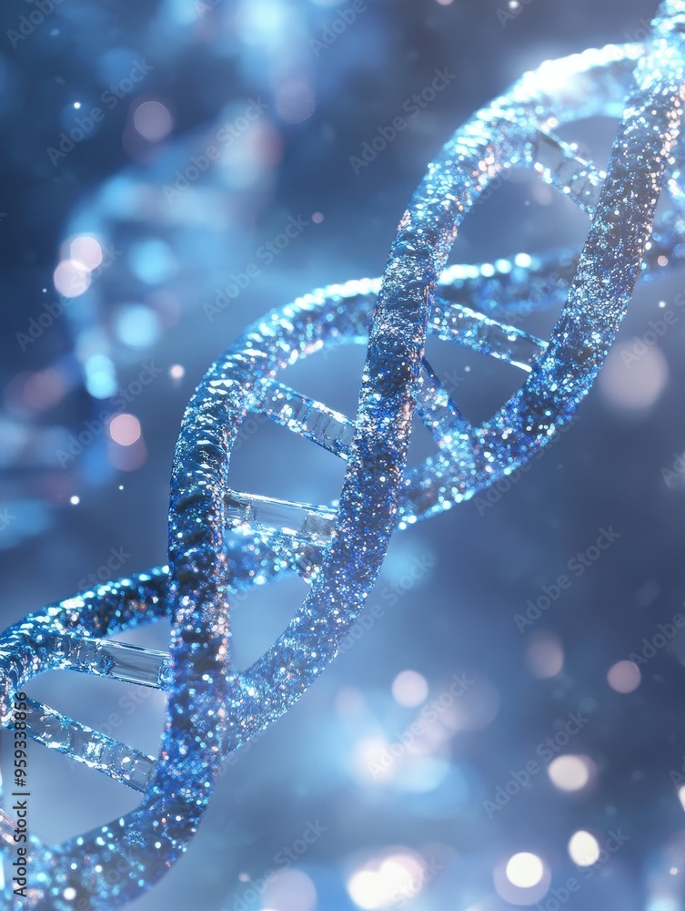 Abstract Blue DNA Helix with Abstract Blue DNA Helix with