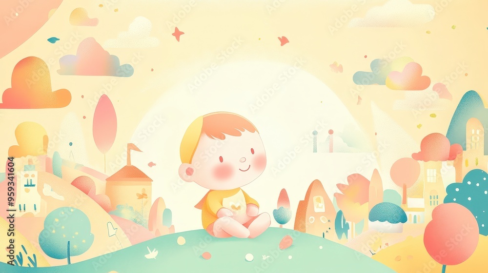 Whimsical Kewpie-Style Charm: Cheerful and Cute Background Design Whimsical Kewpie-Style Charm: Cheerful and Cute Background Design