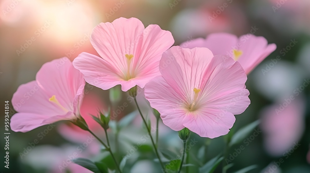Sydney Australia pink flowers of a oenothera speciosa or evening primrose plant in the garden : Generative AI Sydney Australia pink flowers of a oenothera speciosa or evening primrose plant in the garden : Generative AI