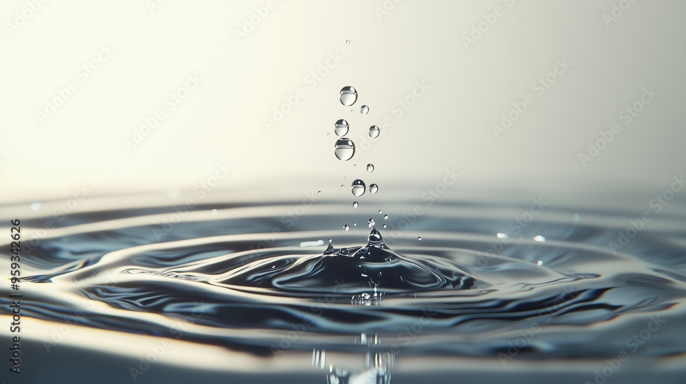 Water drops hitting a matte white surface from above, creating gentle ripples and subtle light reflections Water drops hitting a matte white surface from above, creating gentle ripples and subtle light reflections