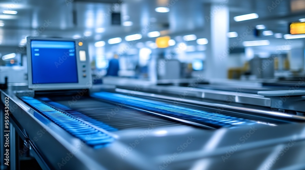 Xray machine at the airport check in counter : Generative AI Xray machine at the airport check in counter : Generative AI