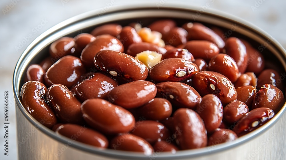Kidney beans in a tin can isolated Cooked bean pile baked legume canned red beans rajma Phaseolus vulgaris leguminous salad ingredient on white background : Generative AI Kidney beans in a tin can isolated Cooked bean pile baked legume canned red beans rajma Phaseolus vulgaris leguminous salad ingredient on white background : Generative AI