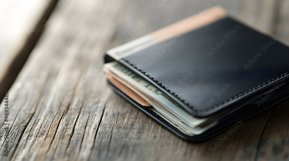 wallet on desk with blurred background wallet on desk with blurred background