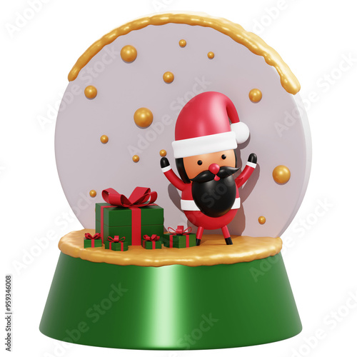 3d icon snow globe isolated white background