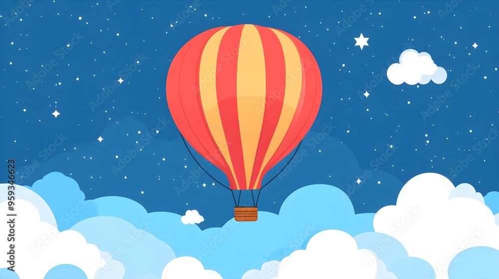 Flat design of a hot air balloon floating in the sky Flat design of a hot air balloon floating in the sky