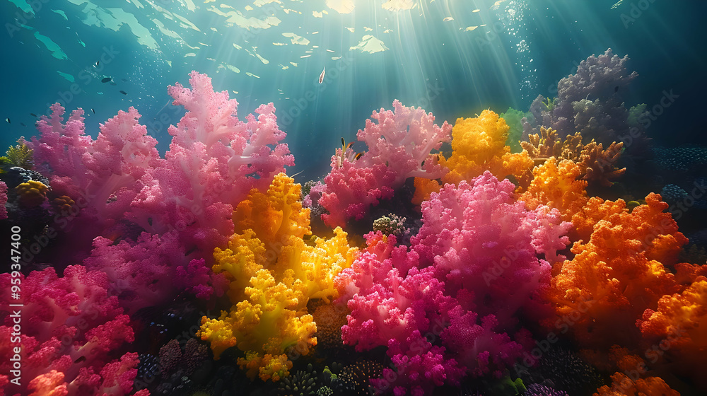 Fototapeta premium Vibrant Coral Reef Underwater Illustration