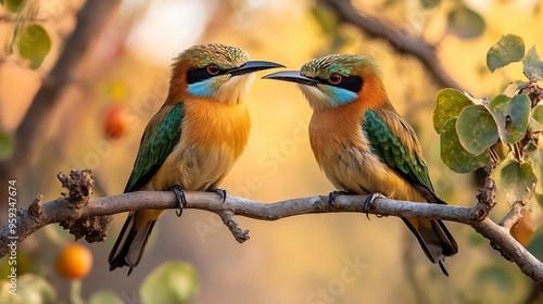 Whitefronted beeeaters Merops bullockoides Chobe National Park Chobe River Botswana Africa : Generative AI photo