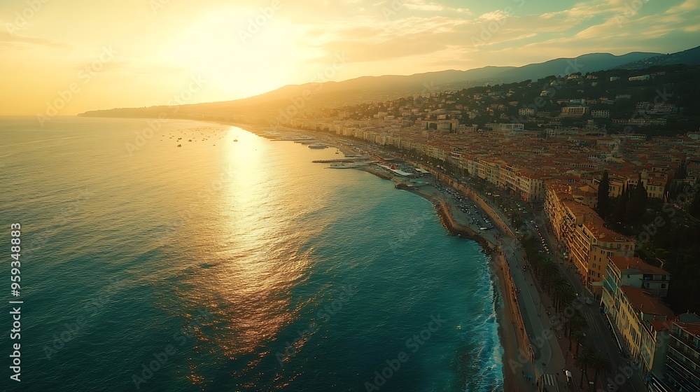 Aerial view of Nice Nice the capital of the AlpesMaritimes department on the French Riviera : Generative AI Aerial view of Nice Nice the capital of the AlpesMaritimes department on the French Riviera : Generative AI